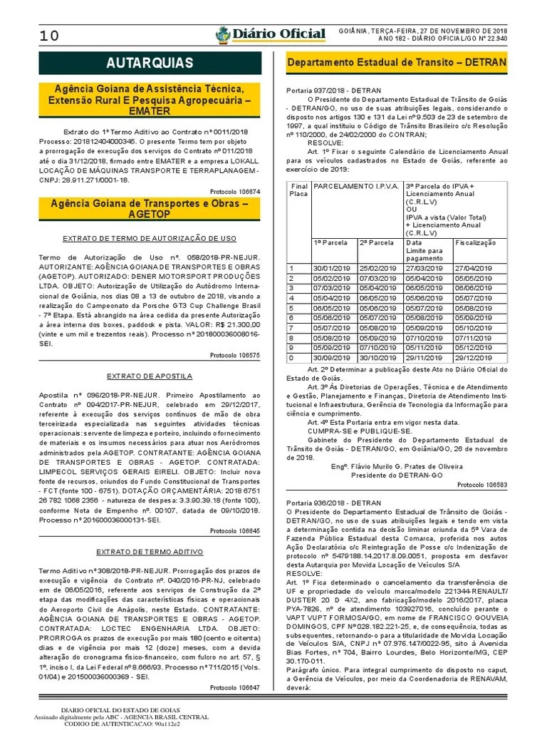 Tabela Ipva e Licenciamento 2019 Detran Go Business