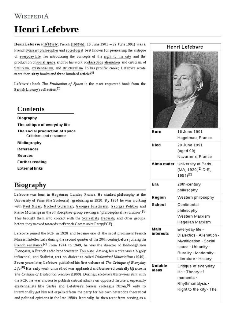 Henri Lefebvre PDF Philosophical Movements Science