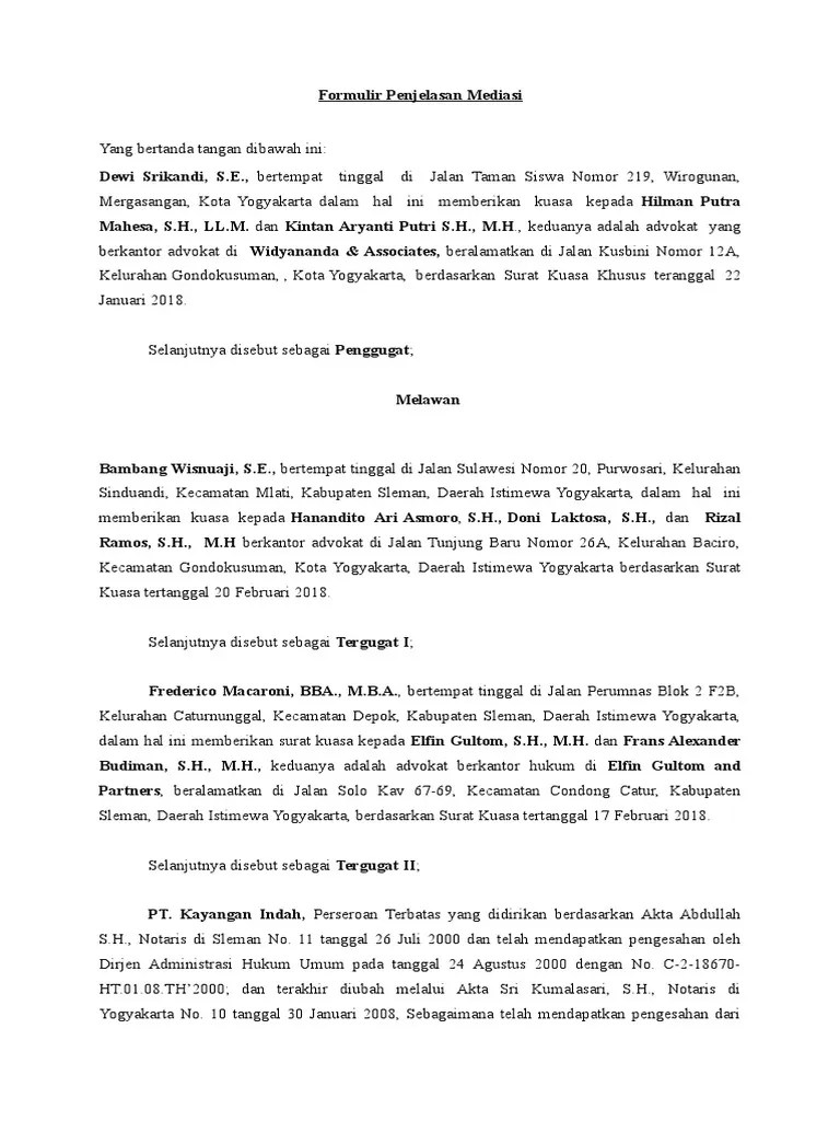 1. Surat Pernyataan Penjelasan