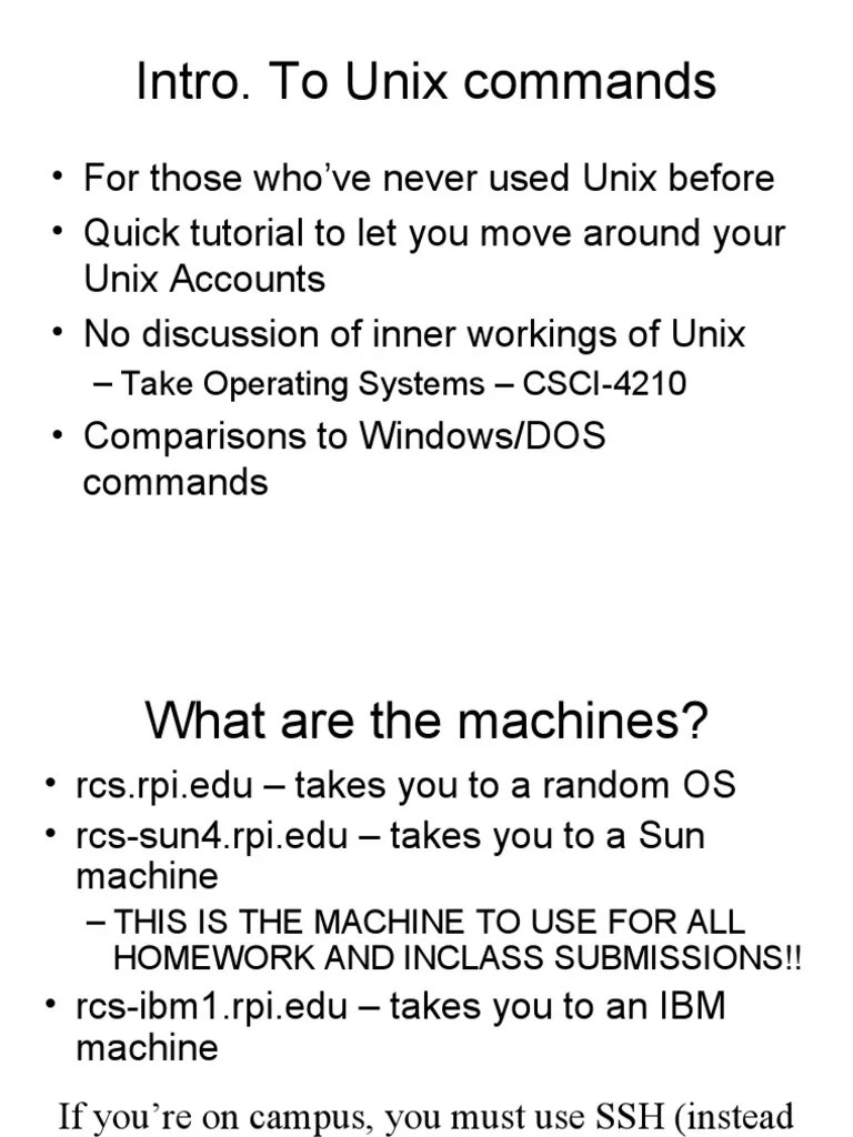 Intro. To Unix Commands PDF Dos File Transfer Protocol