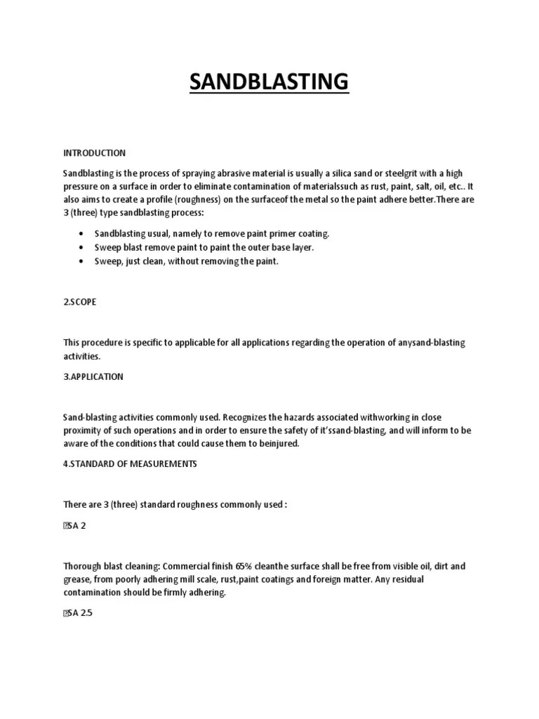 A Comprehensive Guide to Sandblasting Procedures, Equipment, and Safety