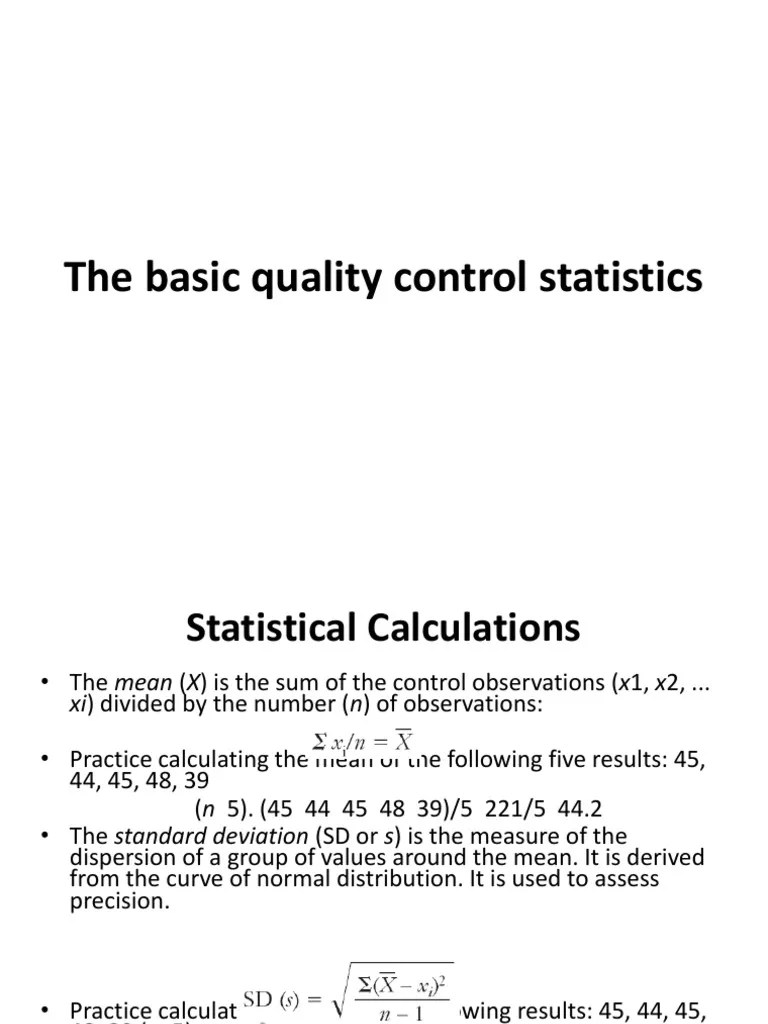 The Basic Quality Control Statistics PDF Coefficient Of Variation