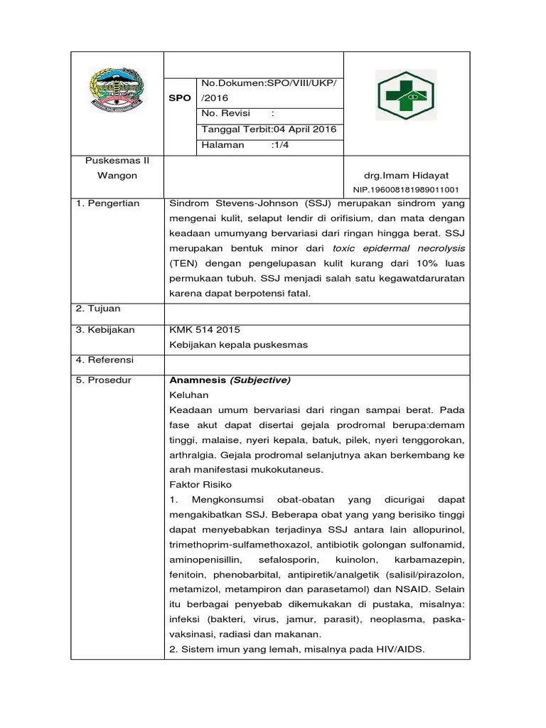 SOP Sindrom Steven Johnson