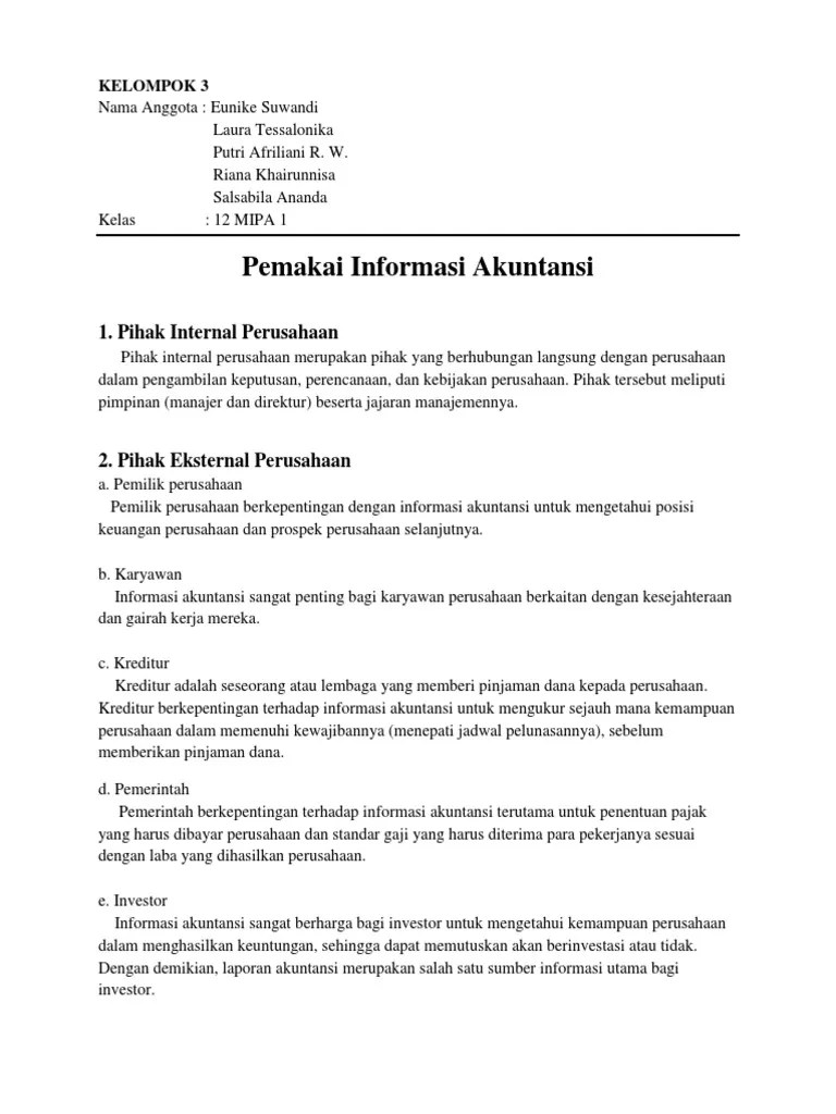 Ekonomi Pemakai Informasi Akuntansi | PDF