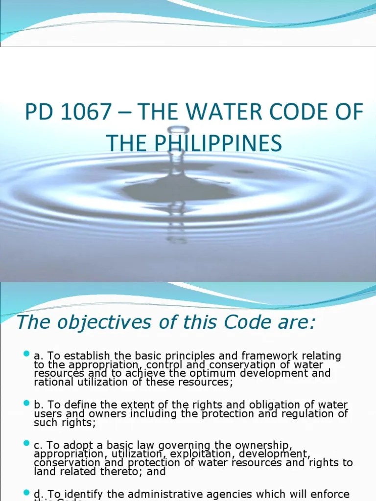 PD 1067 Water Code of the Philippines