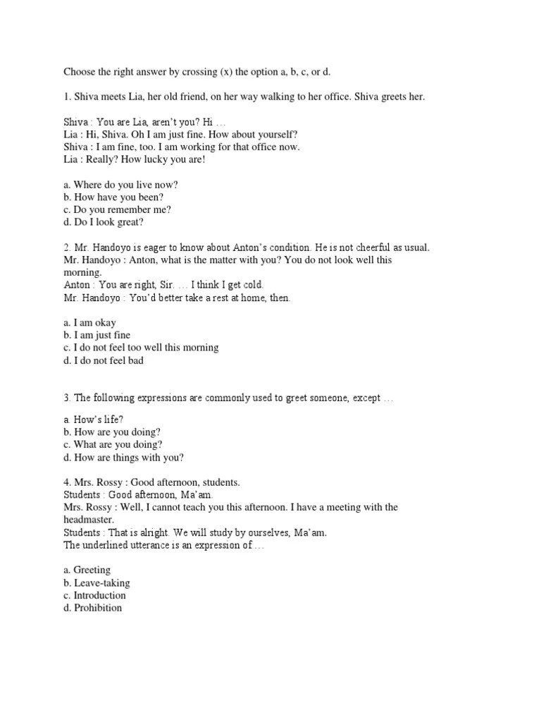 Soal Bahasa Inggris 1 | PDF | Tools | Cooking