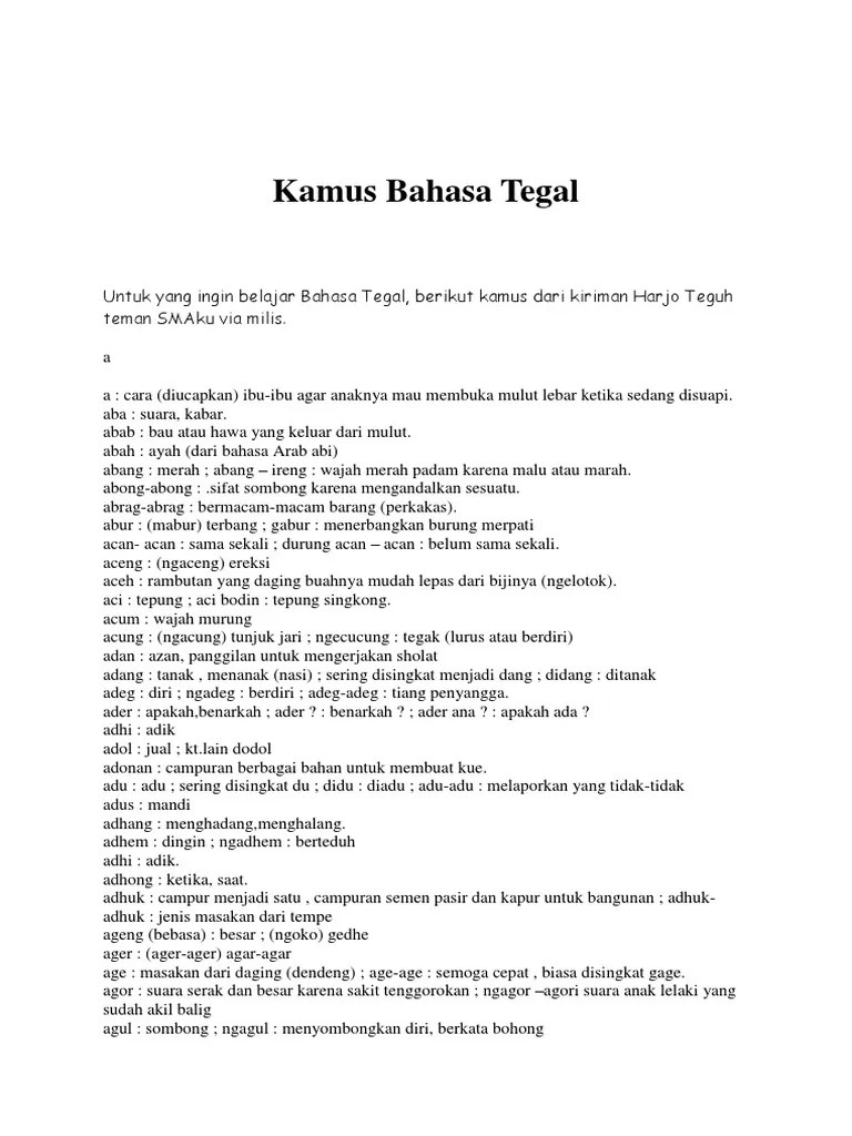 Kamus Bahasa Tegal | PDF
