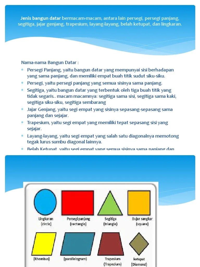 Jenis Bangun Datar Bermacam-Macam, Antara Lain Persegi | PDF