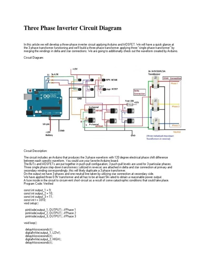 Three Phase Inverter Circuit Diagram Transformer Power