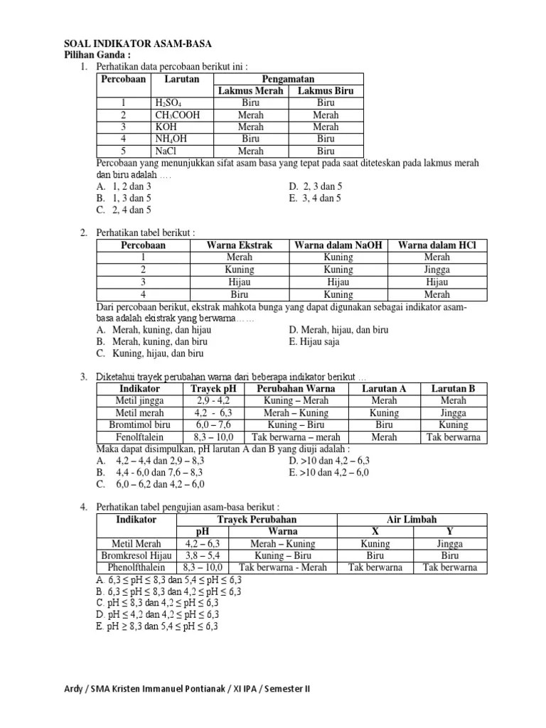 SOAL Indikator Asam-Basa | PDF