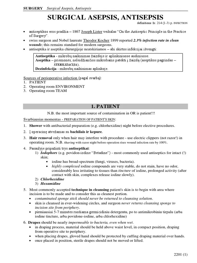 Surgical Asepsis, Antisepsis PDF Surgery Health Sciences