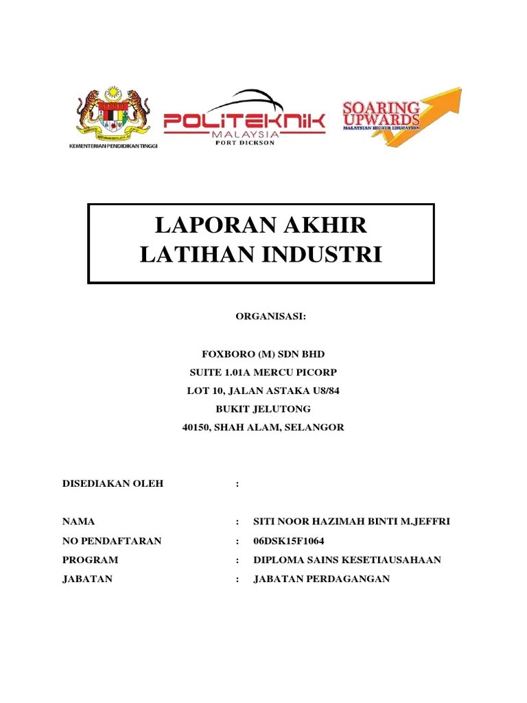 Contoh Laporan Akhir Latihan Industri Kejuruteraan Awam