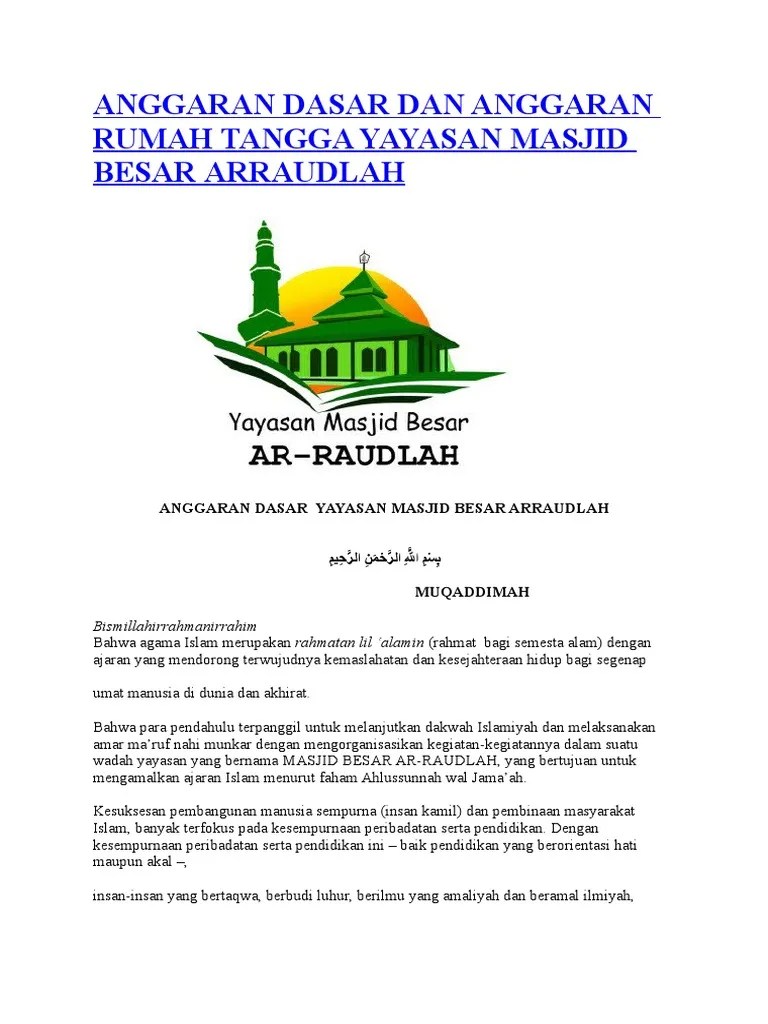 Contoh Ad/art Yayasan Sosial Islam - Tumbuh Tumbuhan