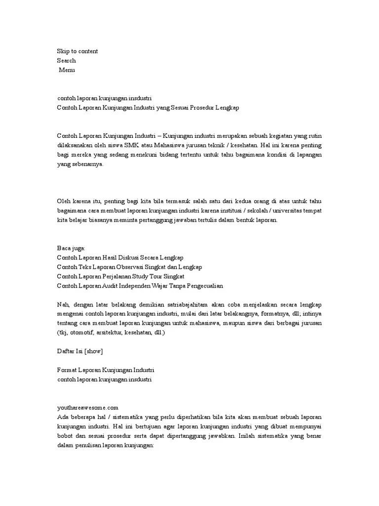 Contoh Daftar Isi Laporan Kegiatan Study Tour Barisan Contoh
