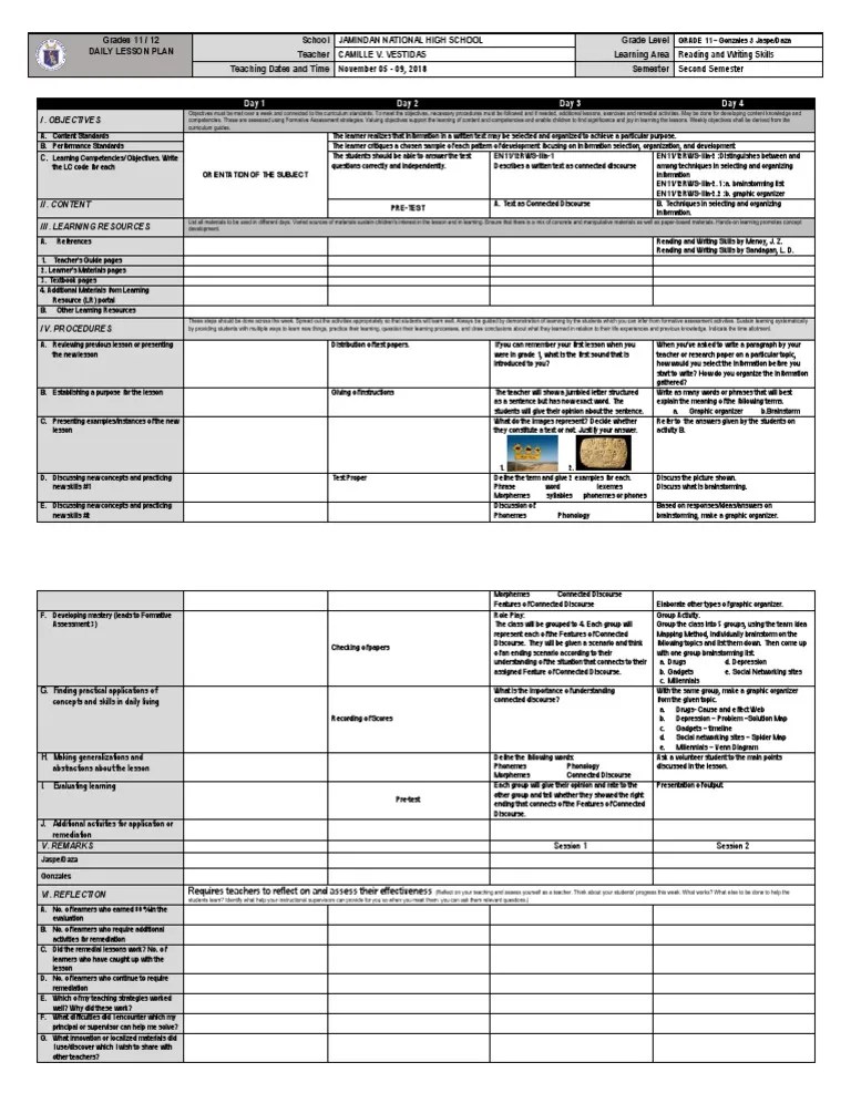 Reading and Writing Skills (Week 1) PDF Brainstorming Learning