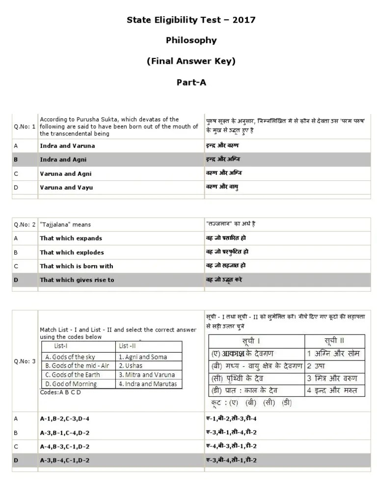 Philosophy Final Answer Key | PDF | Argument | Vedanta