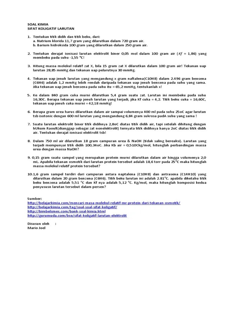 Soal Kimia Sifat Koligatif | PDF
