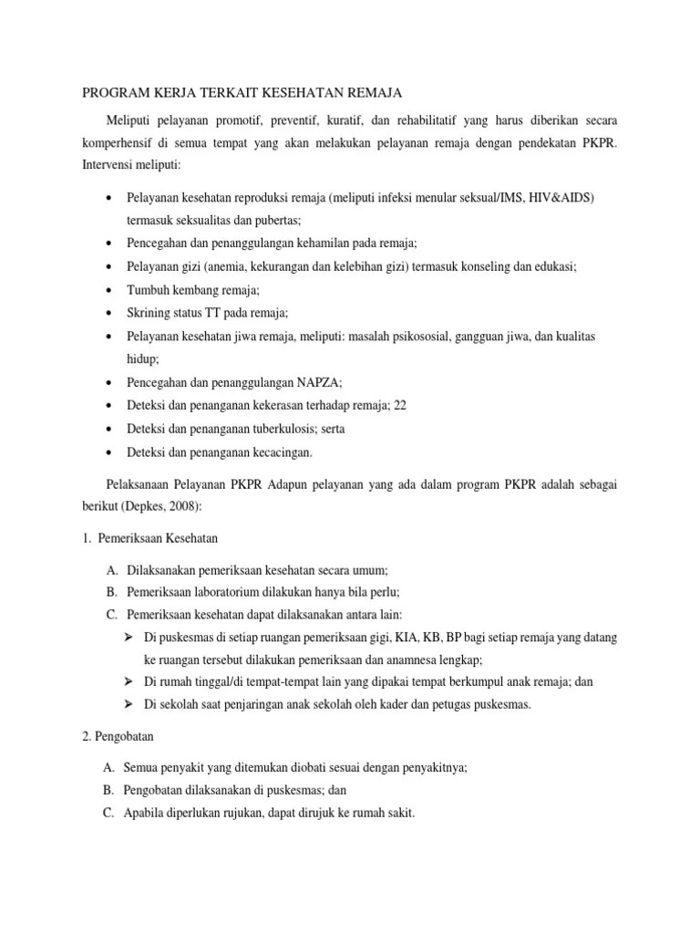 Program Kerja Terkait Kesehatan Remaja Dan Lansia | PDF