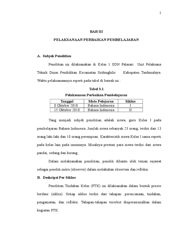 Laporan PTK BAB III-V 1 CUCU | PDF
