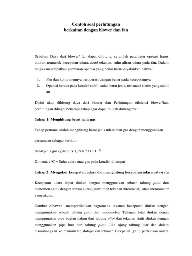 Contoh Soal Tabung Pitot Dan Penyelesaiannya Berbagi