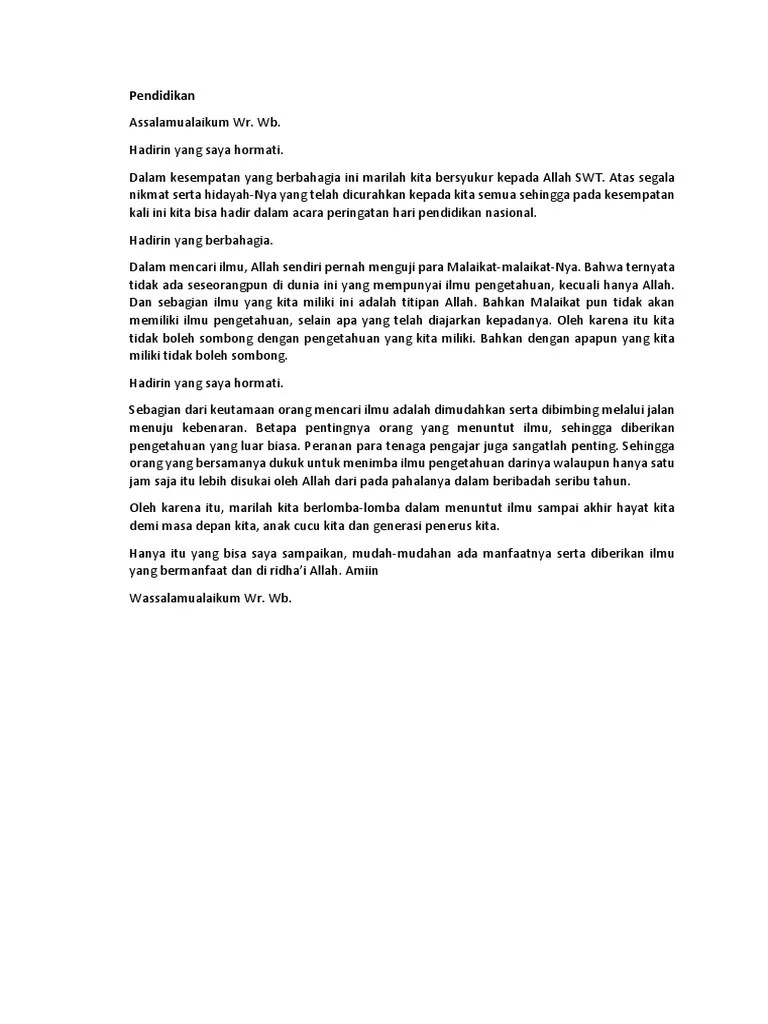 Teks Pidato Tentang Kewajiban Menuntut Ilmu