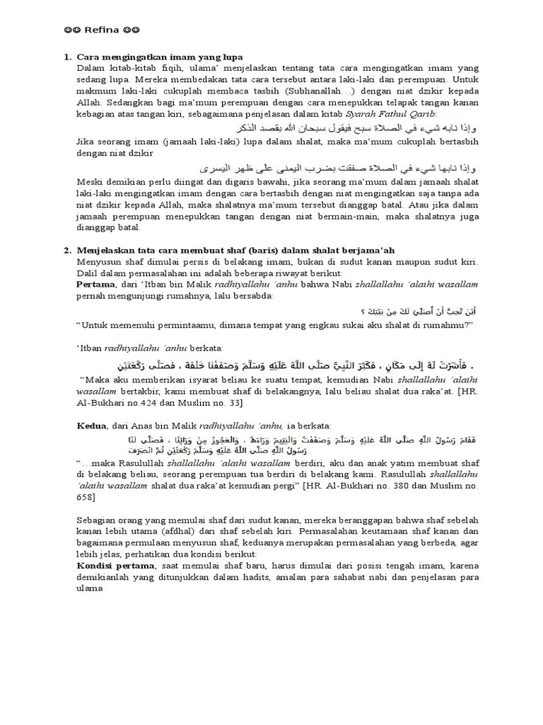 Cara Mengingatkan Imam Yang Lupa | PDF
