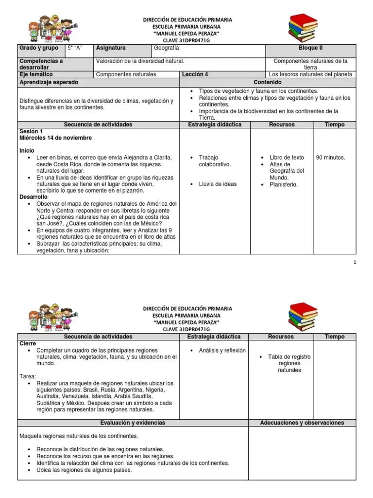 plan de clase 2 bloque geografía Biodiversidad