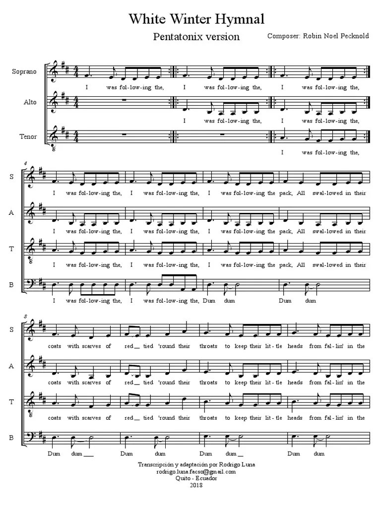 White Winter Hymnal SATB Singing Music Theory