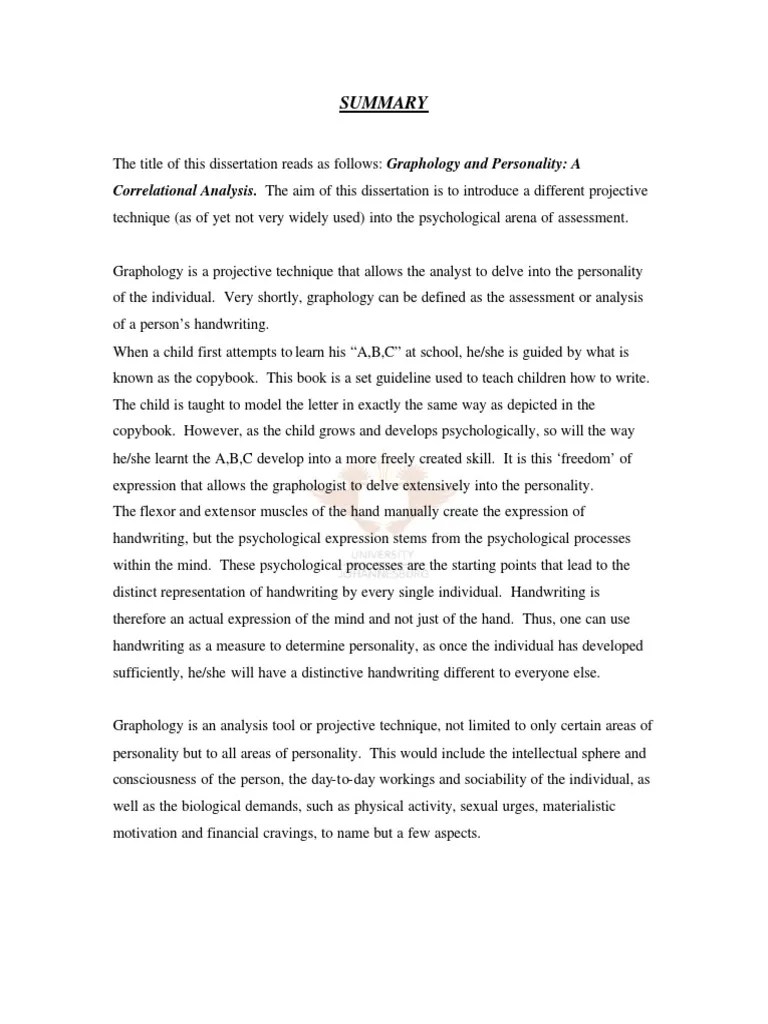 Correlational Analysis. The Aim of This Dissertation Is To Introduce A Different Projective