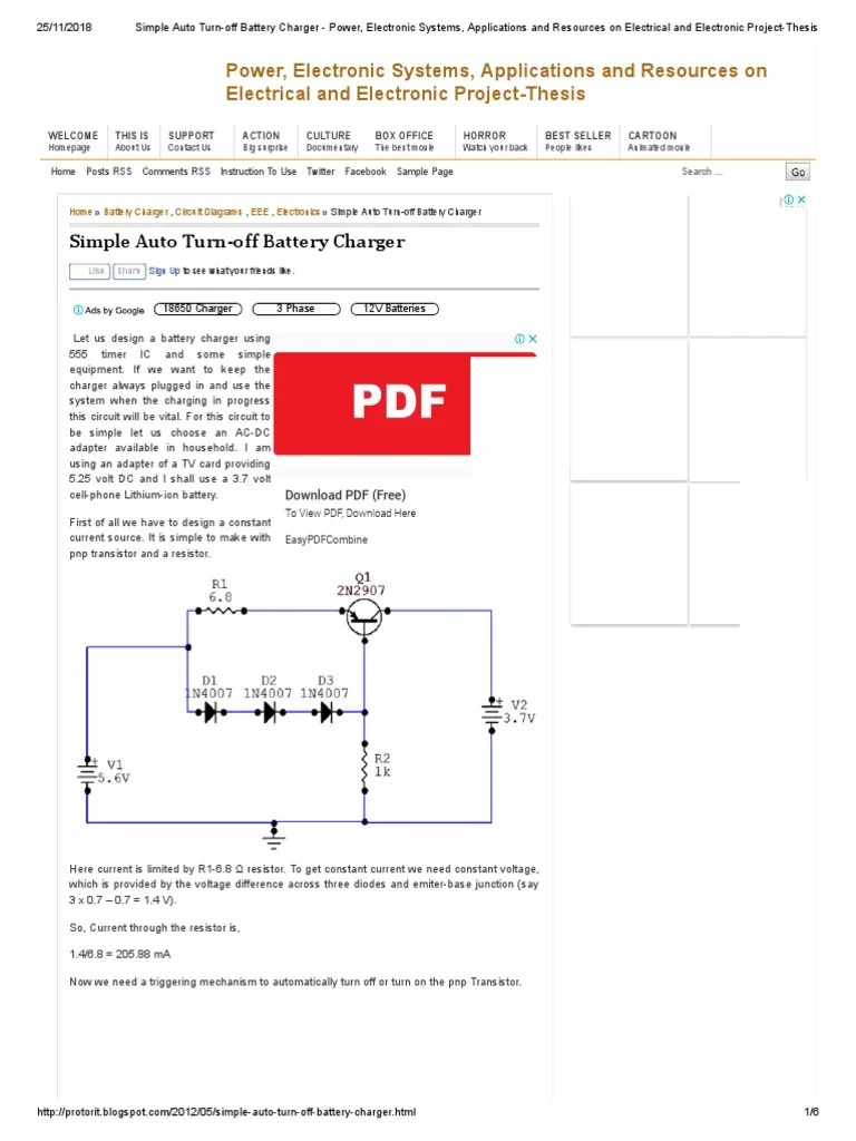Simple Auto Turn-Off Battery Charger | PDF | Rectifier | Power Inverter