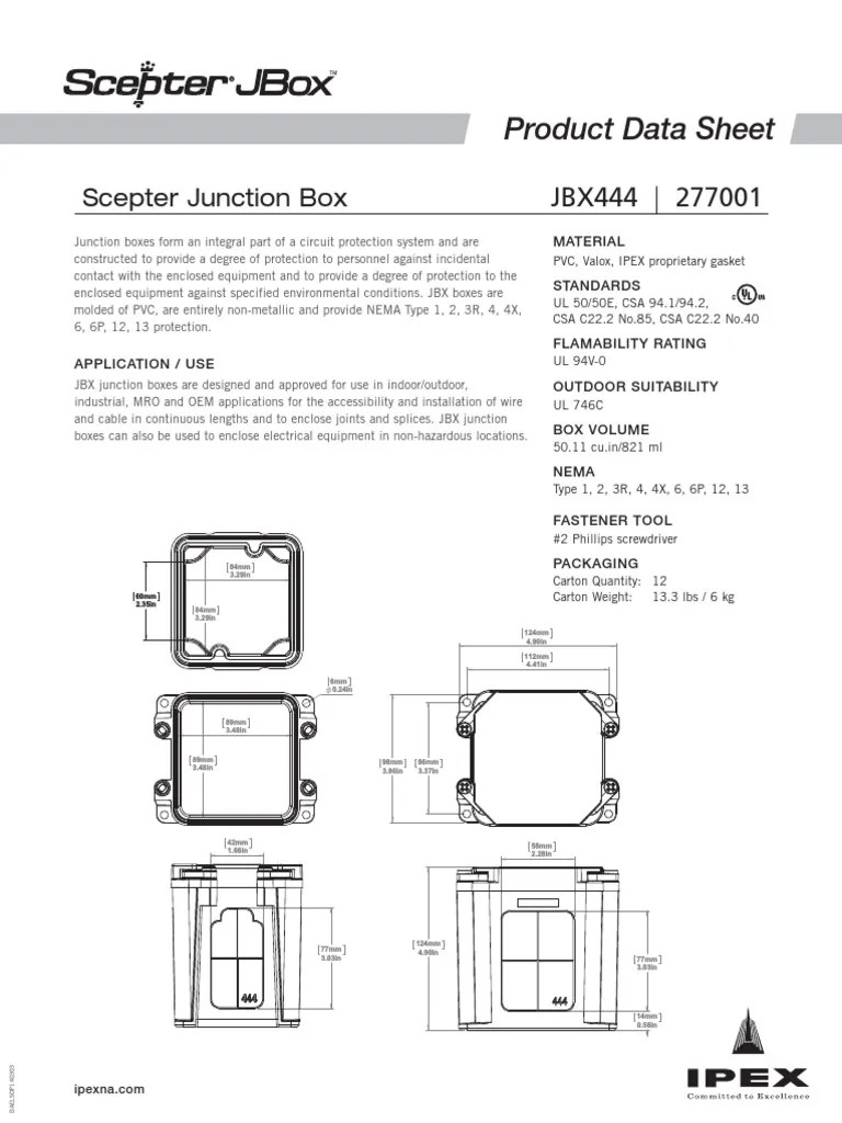 Scepter Jbox Datasheet JBX 444 PDF Building Materials Electrical