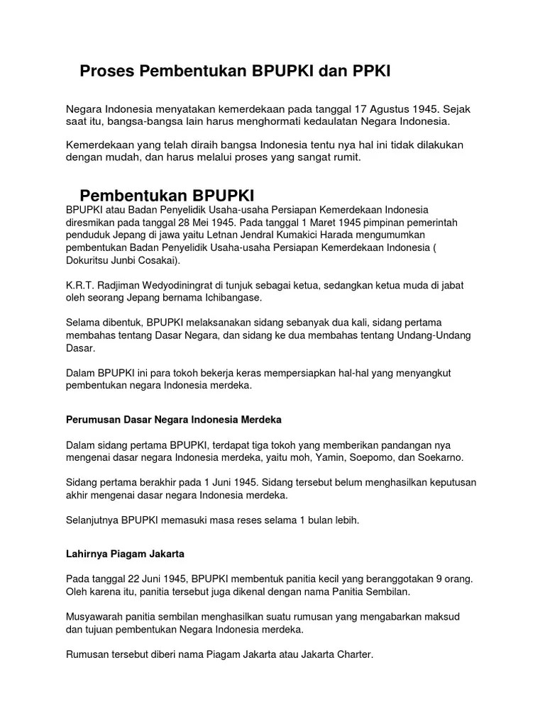 Proses Pembentukan BPUPKI Dan PPKI | PDF