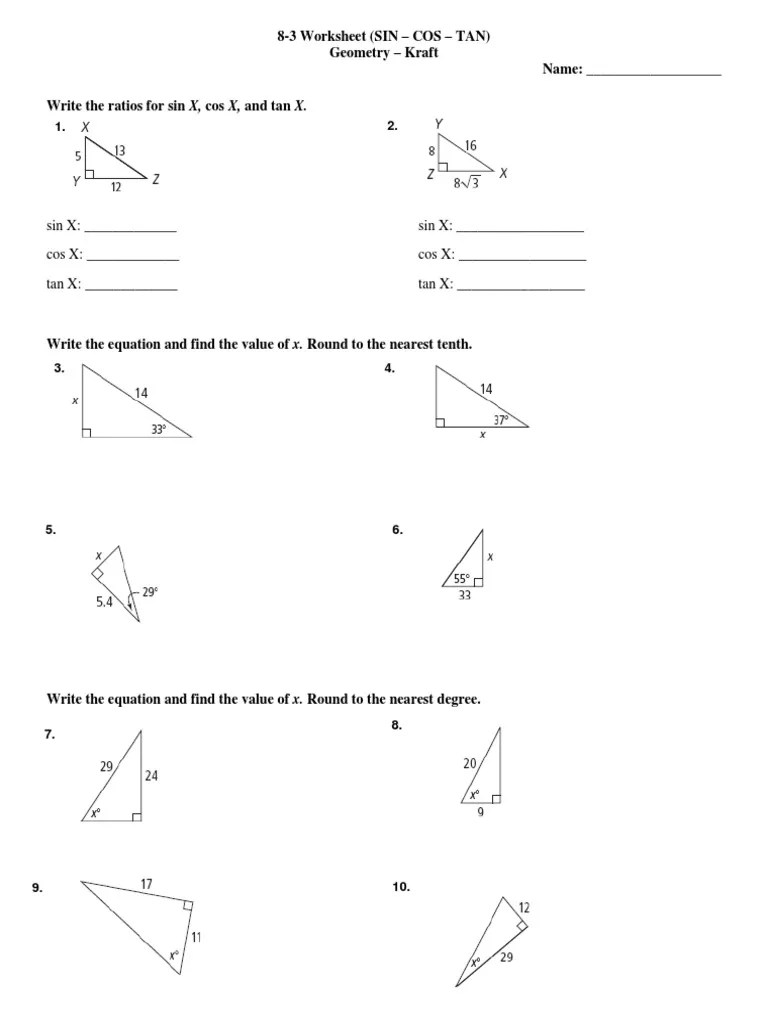 8 3 Worksheet Sin Cos Tan PDF