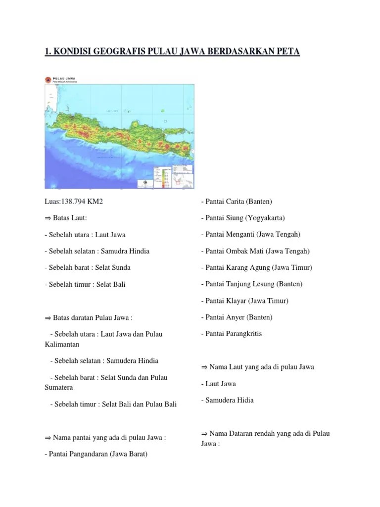 Kondisi Geografis Pulau Jawa Berdasarkan Peta Gendys | PDF
