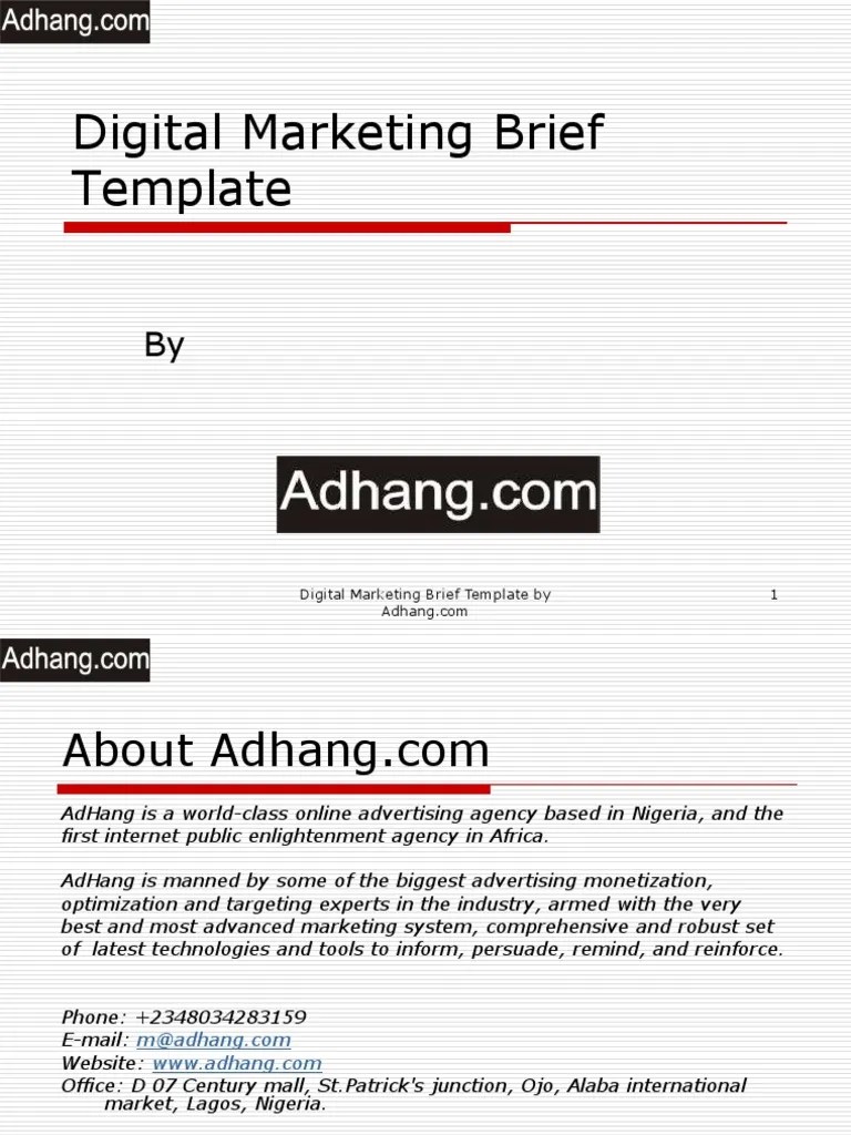 Digital Marketing Brief Template PDF Digital Marketing Advertising