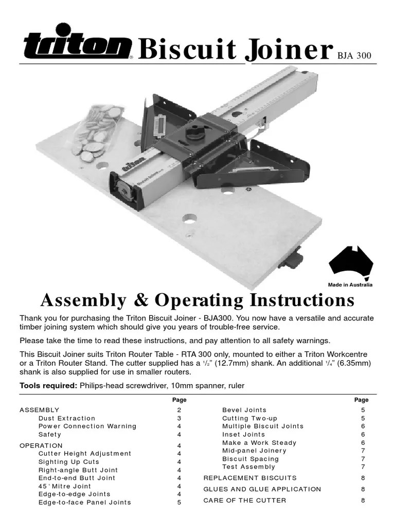 Biscuit Joiner Assembly & Operating Instructions PDF Adhesive Screw