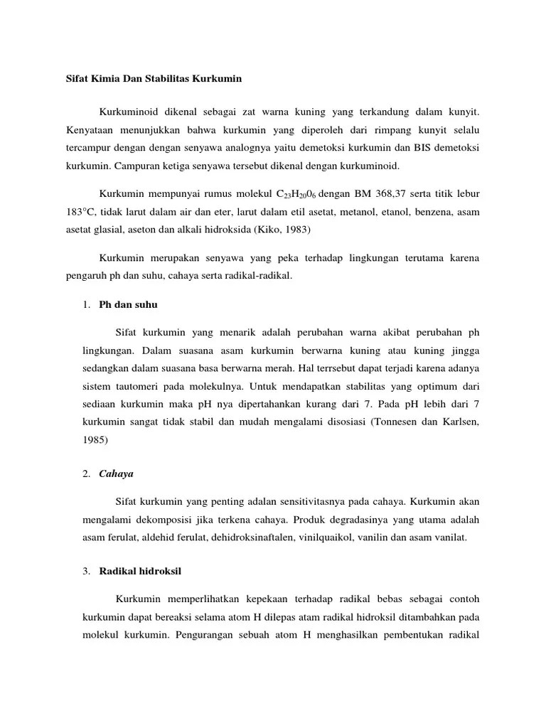 Sifat Kimia Dan Stabilitas Kurkumin | PDF