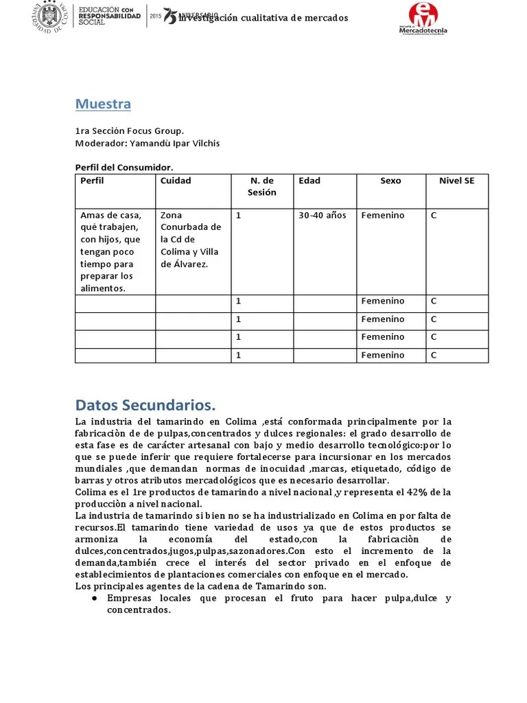 Investigación de mercados cualitativa ejemplo Sustituto de azúcar Marca