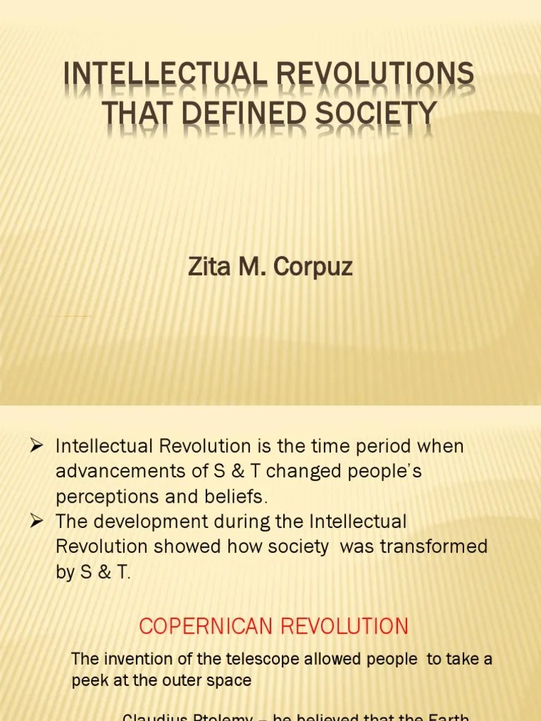 Intellectual Revolutions That Defined Society Heliocentrism Science