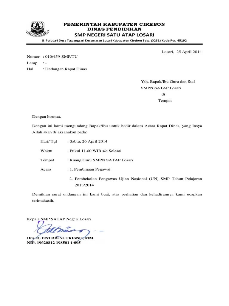 Surat Undangan Rapat Dinas | PDF