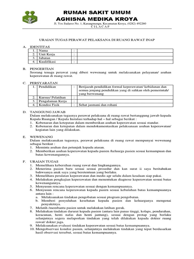 Uraian Tugas Perawat | PDF