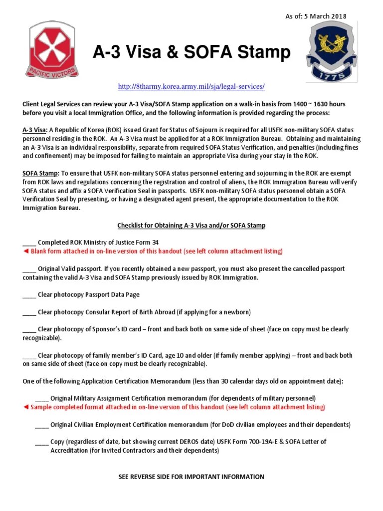 A3 Visa and SOFA Stamp20180305 PDF Travel Visa Passport