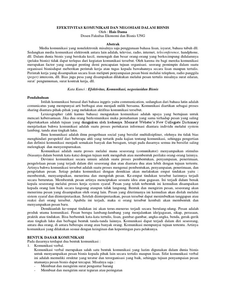 Efektivitas Komunikasi Dan Negosiasi Dalam Bisnis | PDF