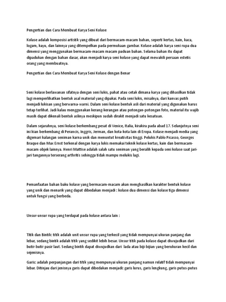 Unsur Seni Rupa Dua Dimensi Yang Terkecil Adalah Berbagai Unsur