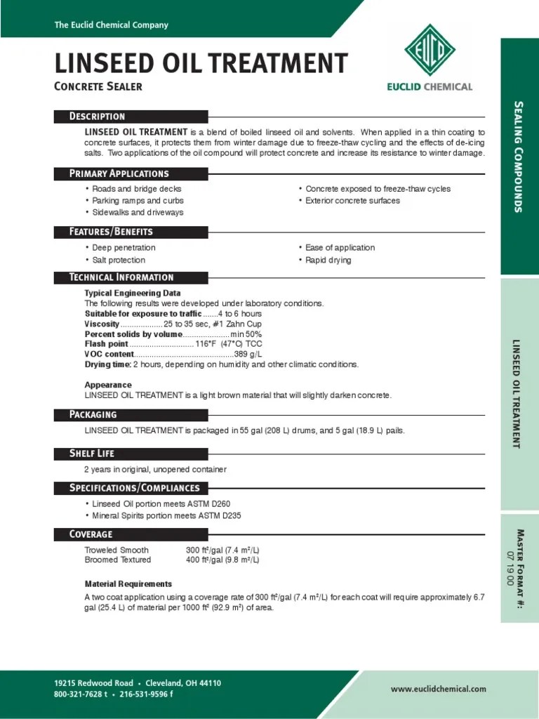 Linseed Oil Treatment PDF Oil Concrete