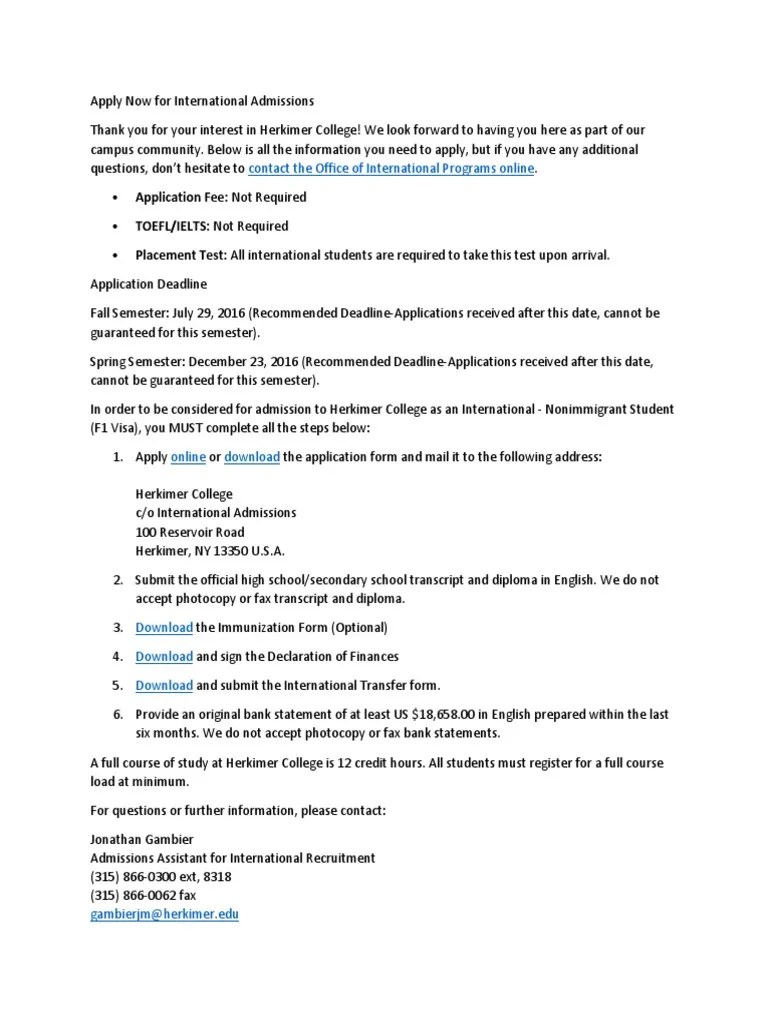 Herkimer Application Process PDF University And College Admission