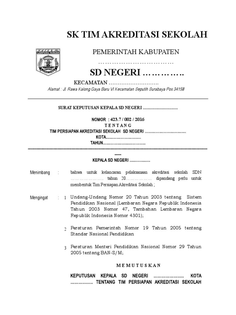 Contoh Susunan Panitia Akreditasi Sekolah Delinewstv