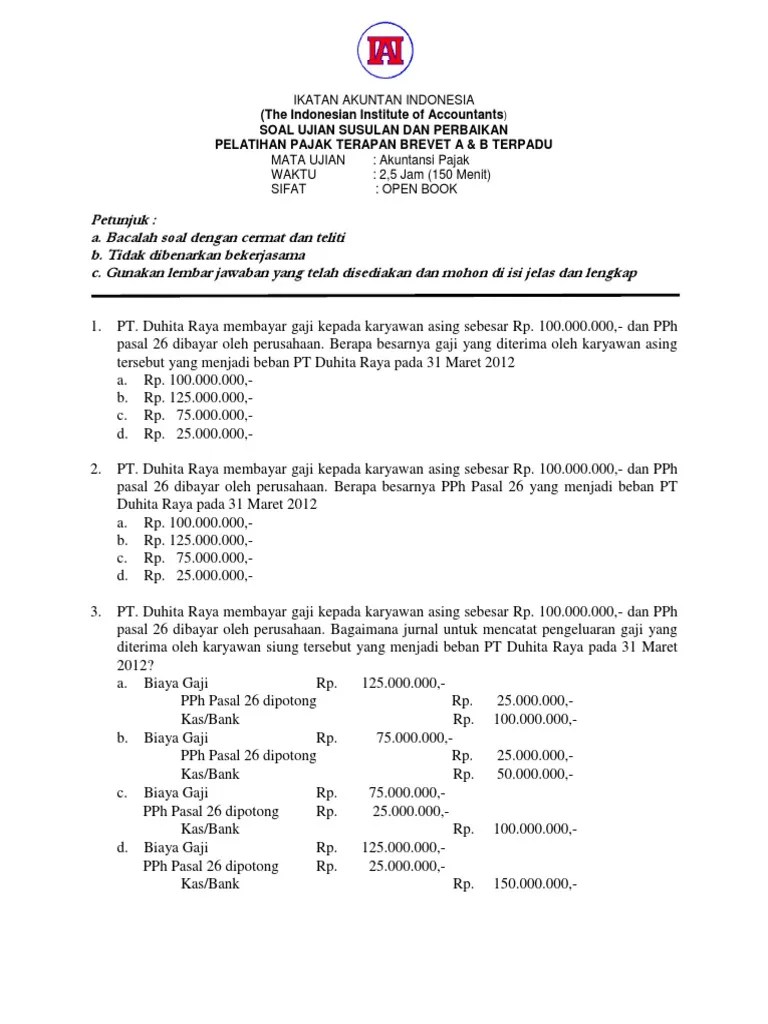 Soal Tes Staff Accounting Dan Jawabannya Pdf – Edumi Id