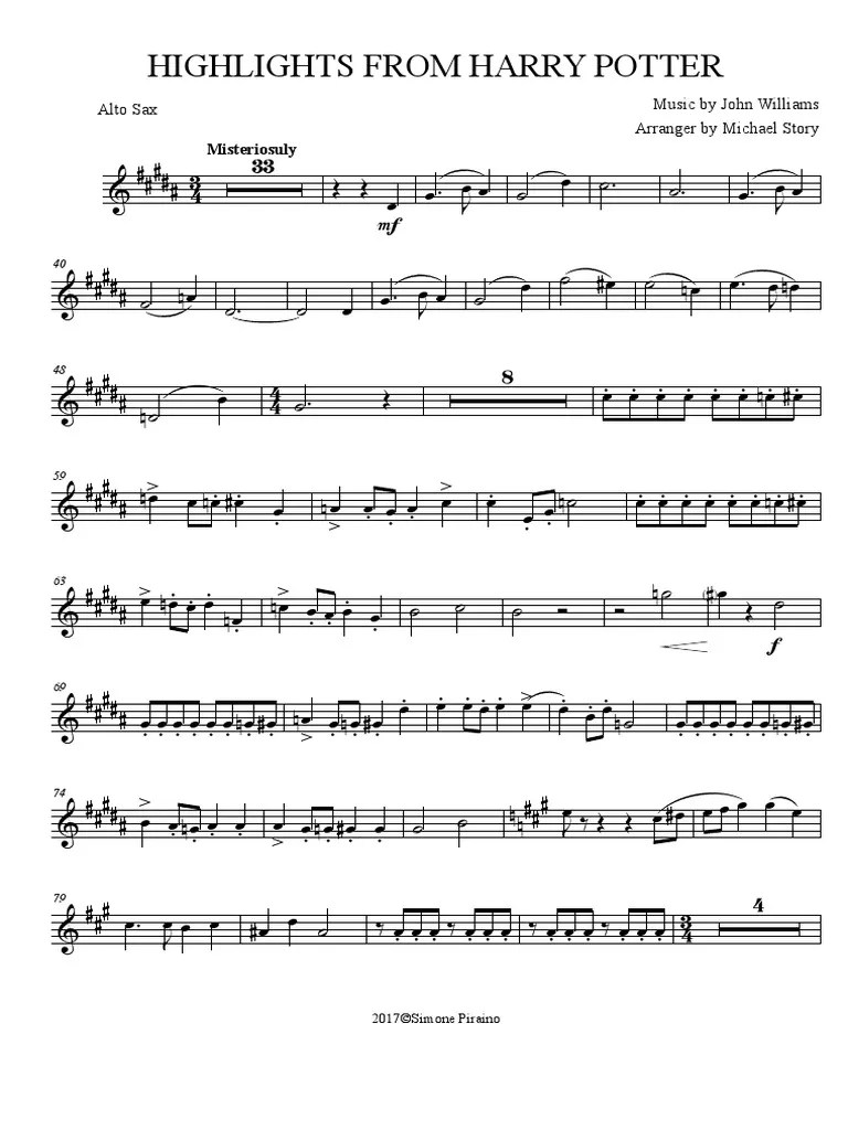 Sax Alto Harry Potter PDF Saxophone Bois (musique)