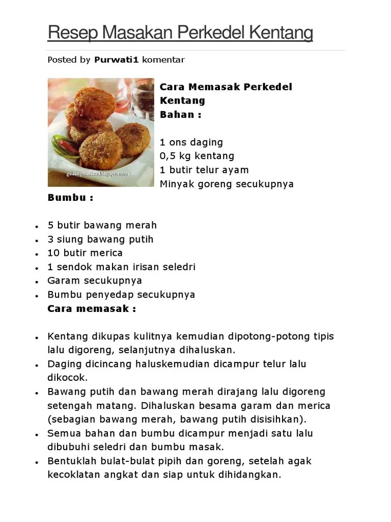 REsep Perkedel Kentang | PDF